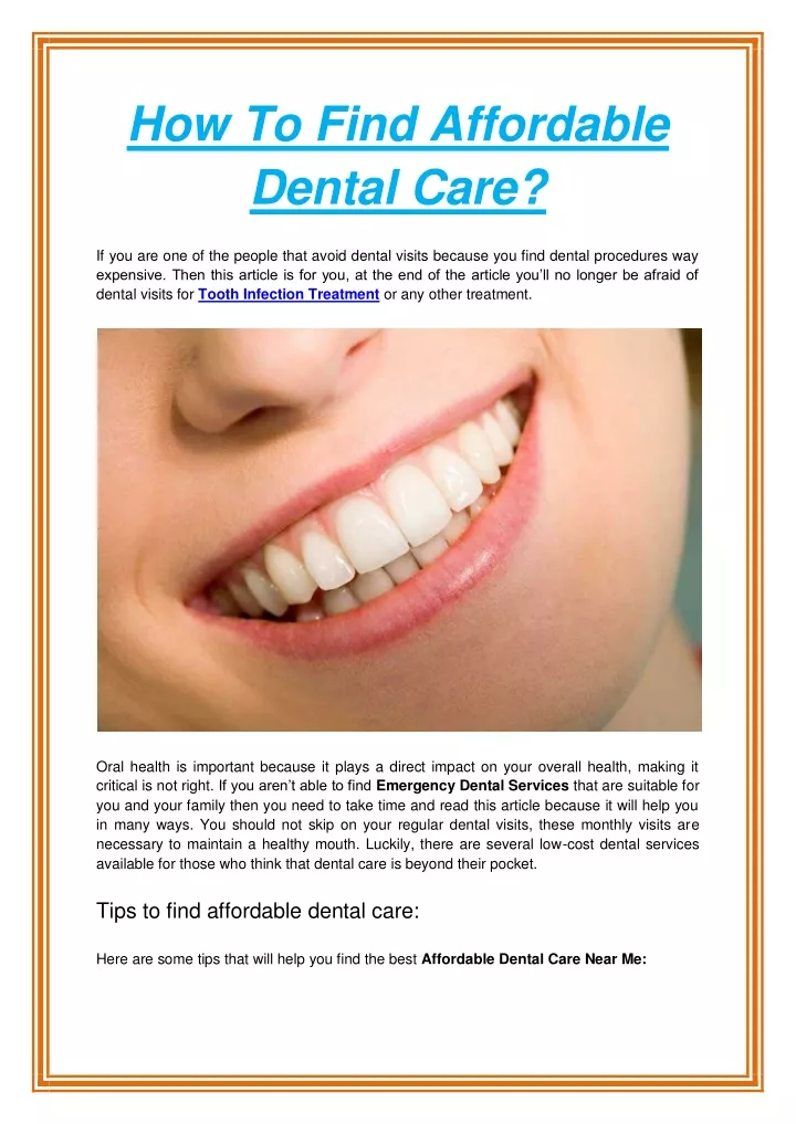 how to find affordable dental care