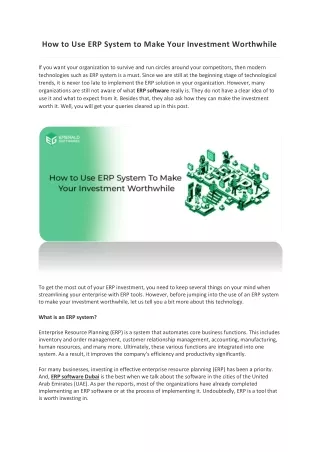 How to Use ERP System to Make Your Investment Worthwhile.. Emeraldsoftware -2022 (1)