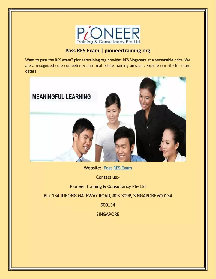 pass res exam pioneertraining org