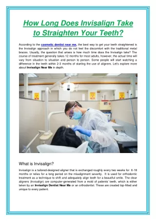 how long does invisalign take to straighten your