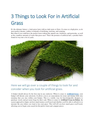 3 things to look for in artificial 3 things