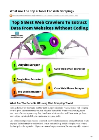 what are the top 4 tools for web scraping