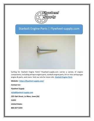 Starbolt Engine Parts | Flywheel-supply.com