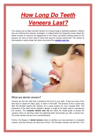 how long do teeth veneers last