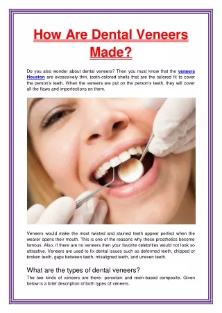 how are dental veneers made