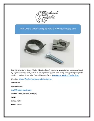 John Deere Model E Engine Parts | Flywheel-supply.com