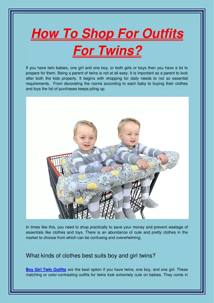 how to shop for outfits for twins