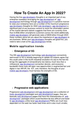 how to create an app in 2022