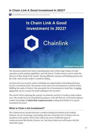 Is Chain Link A Good Investment In 2022?