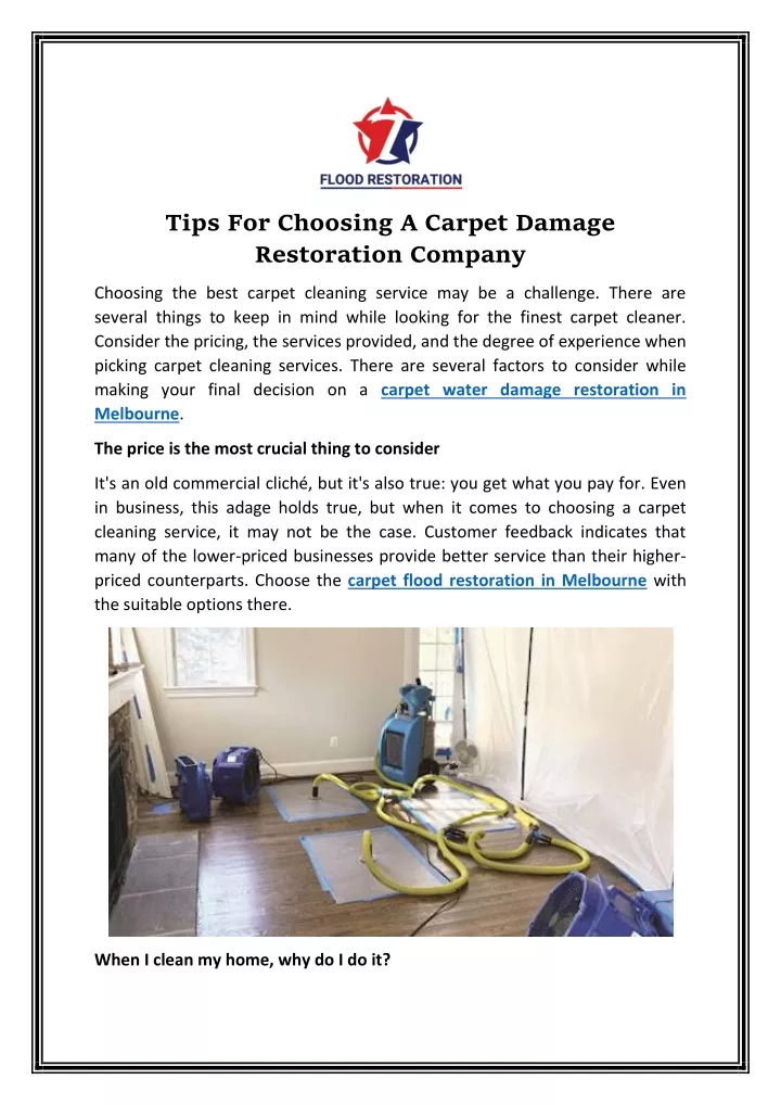 tips for choosing a carpet damage restoration