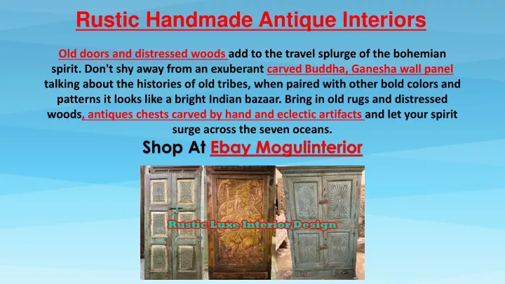 rustic handmade antique interiors