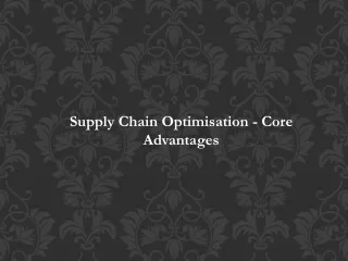 Supply Chain Optimization - Core Advantages
