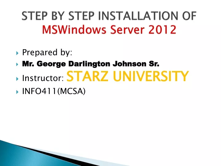 step by step installation of mswindows server 2012