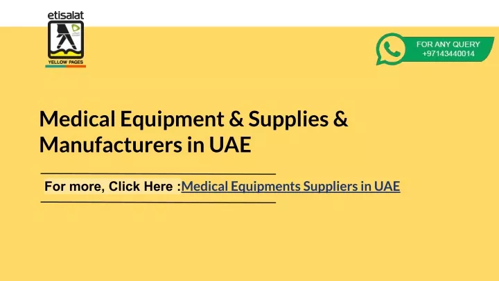 medical equipment supplies manufacturers in uae