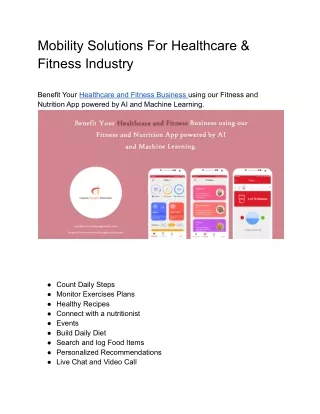Mobility Solutions For Healthcare & Fitness Industry