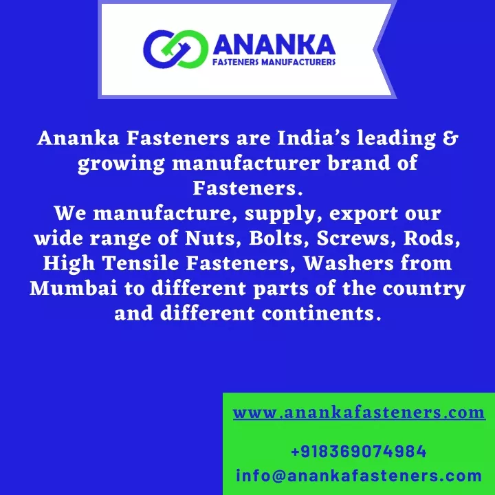 ananka fasteners are india s leading growing