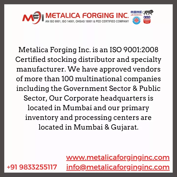 metalica forging inc is an iso 9001 2008