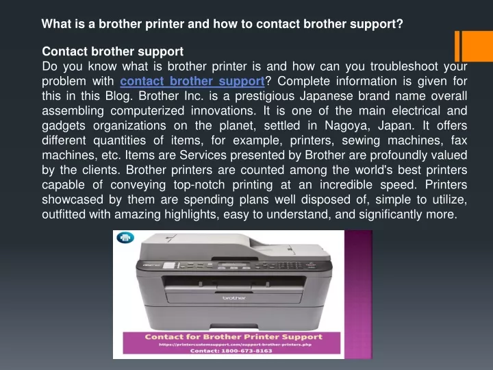 what is a brother printer and how to contact