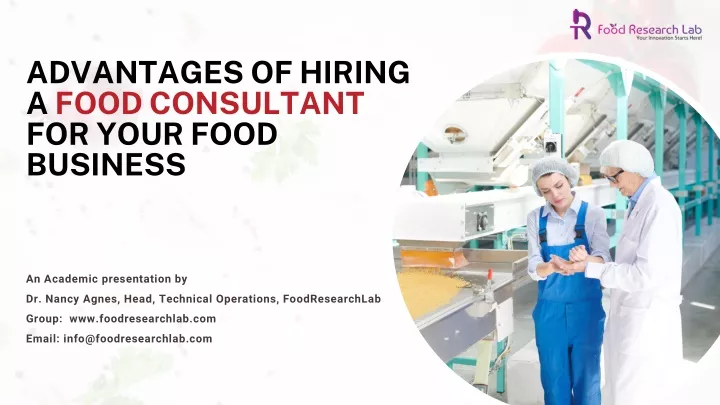 advantages of hiring a food consultant for your