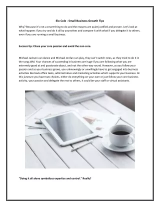 Elo Cole - Small Business Growth Tips