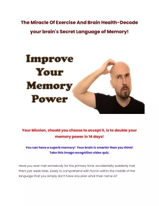 The Miracle Of Exercise And Brain Health-Decode your brain's Secret Language of Memory