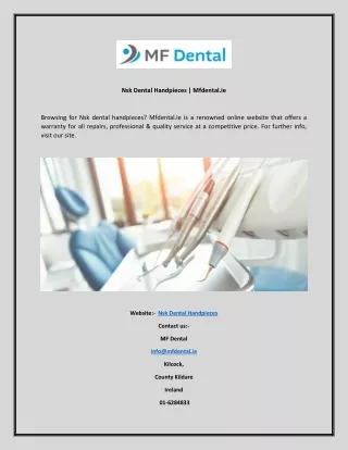 Nsk Dental Handpieces  Mfdental.ie