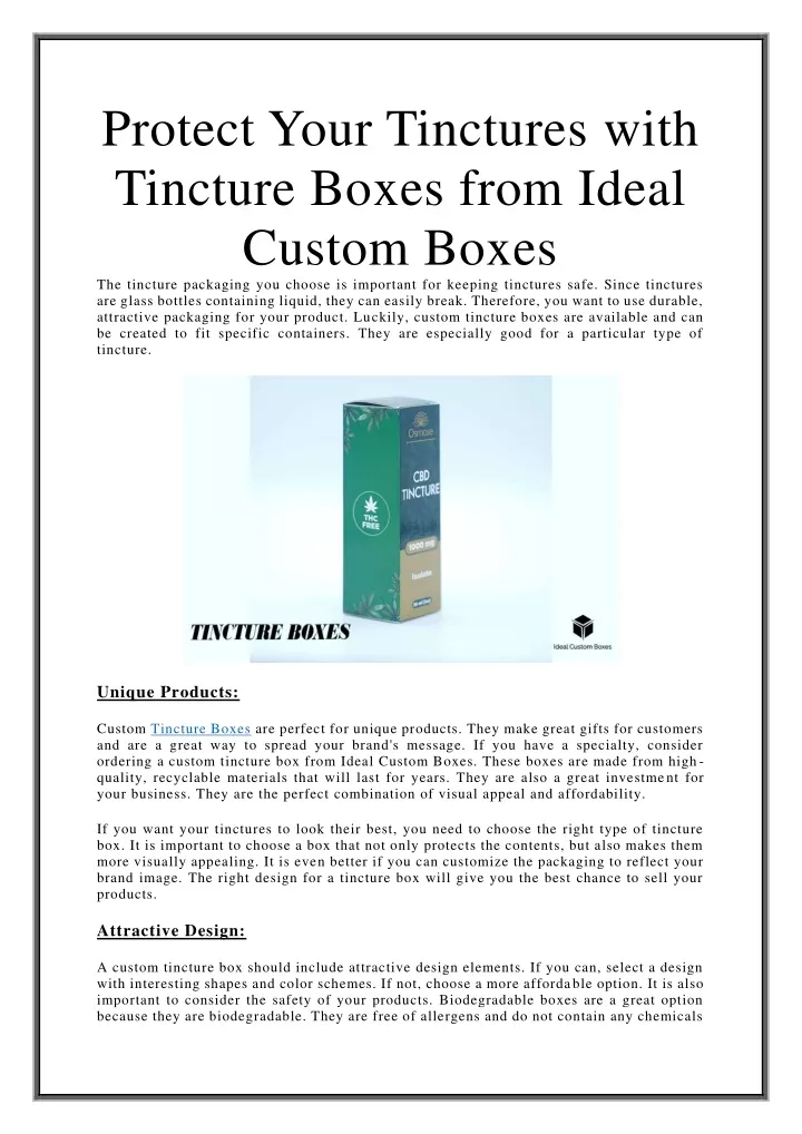 protect your tinctures with tincture boxes from