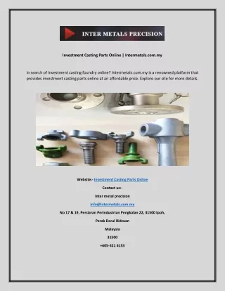 investment casting parts online intermetals com my