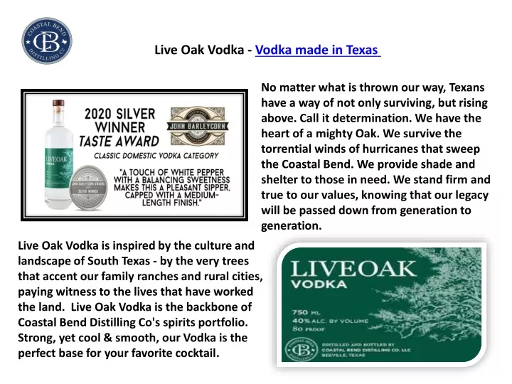 live oak vodka vodka made in texas