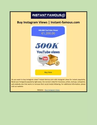 Buy Instagram Views | Instant-famous.com