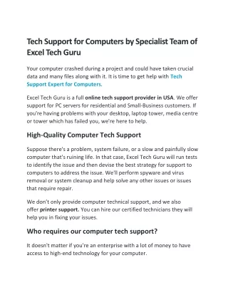 Tech Support Expert for Computers