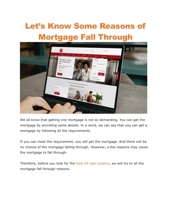 let s know some reasons of mortgage fall through