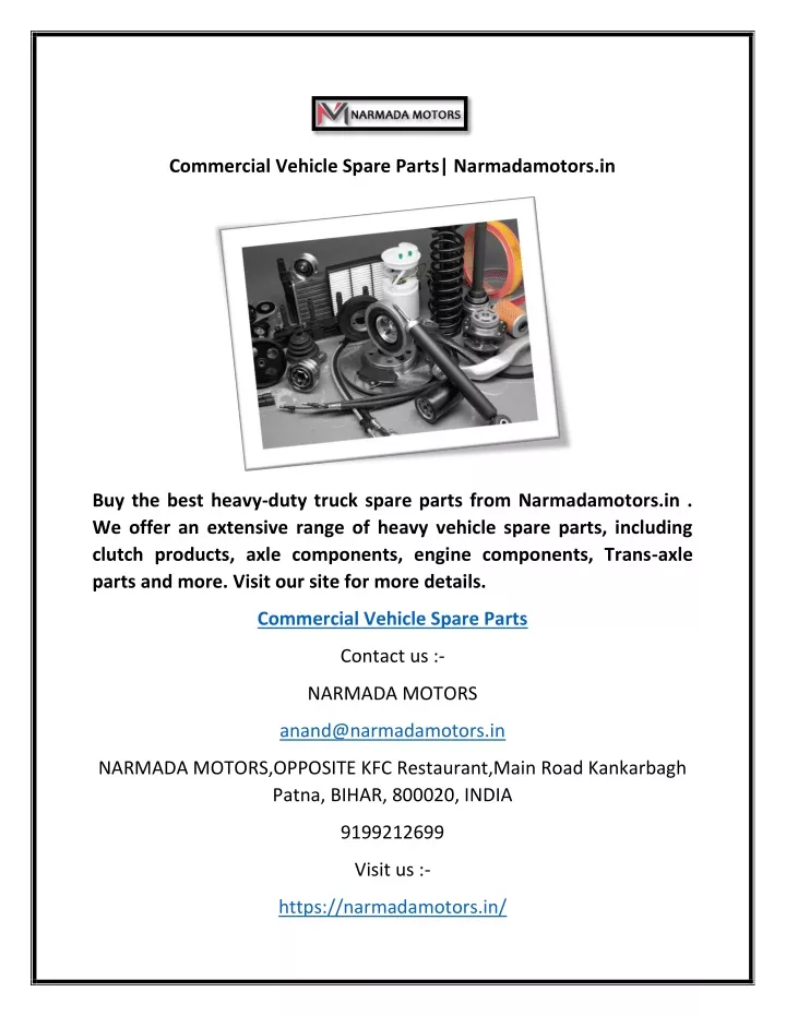 commercial vehicle spare parts narmadamotors in