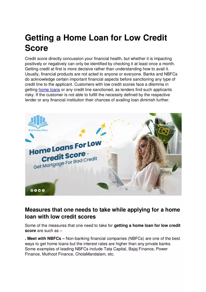 getting a home loan for low credit score