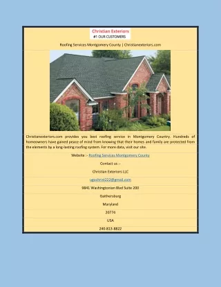 Roofing Services Montgomery County | Christianexteriors.com