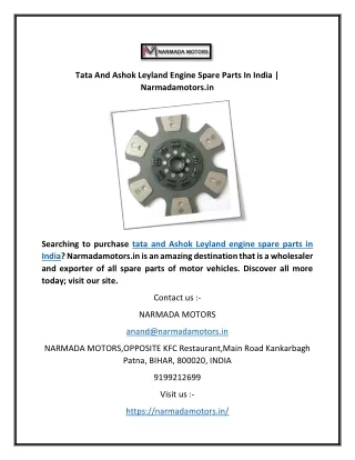 Tata And Ashok Leyland Engine Spare Parts In India | Narmadamotors.in