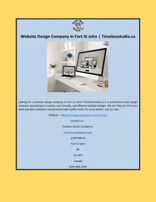 Website Design Company in Fort St John