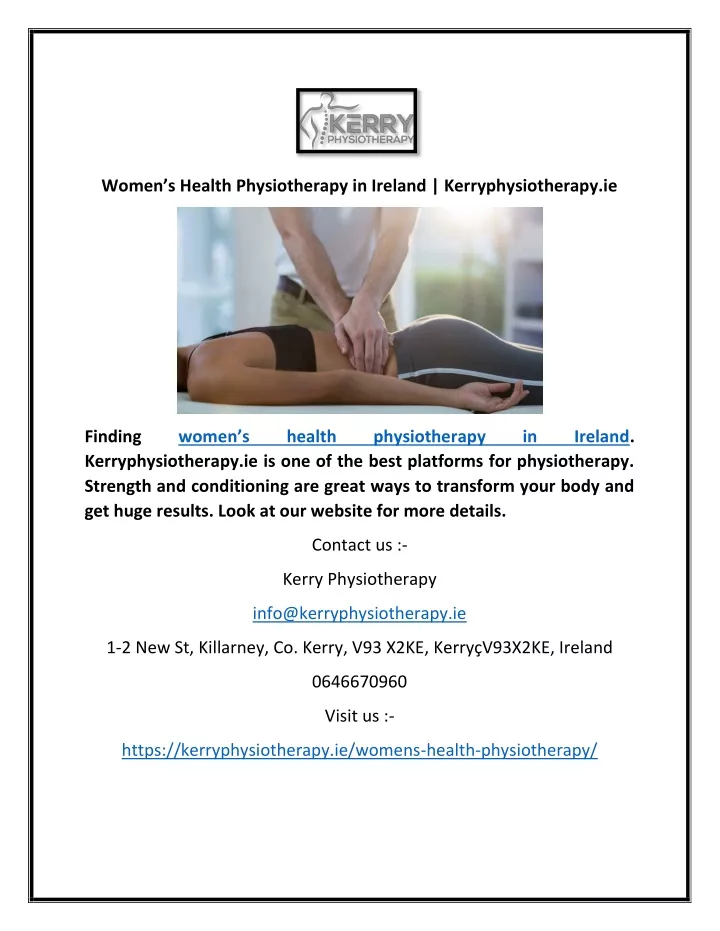 women s health physiotherapy in ireland