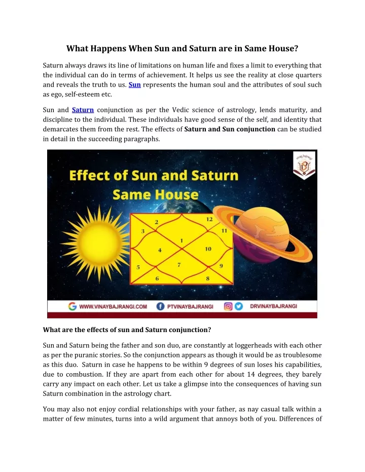 what happens when sun and saturn are in same house