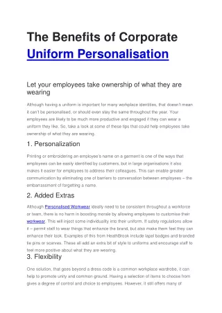 The Benefits of Corporate Uniform Personalisation