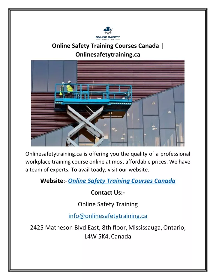 online safety training courses canada