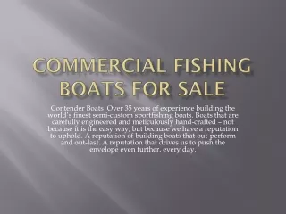 Commercial Fishing Boats For Sale
