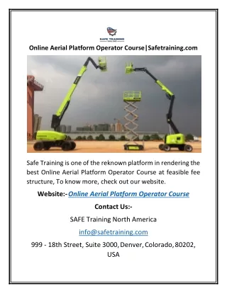 online aerial platform operator course