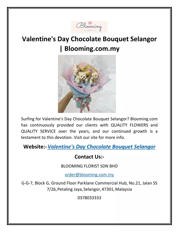 valentine s day chocolate bouquet selangor
