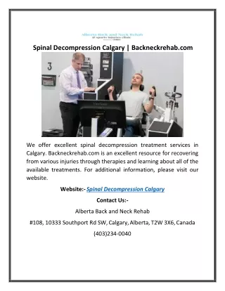 Spinal Decompression Calgary | Backneckrehab.com