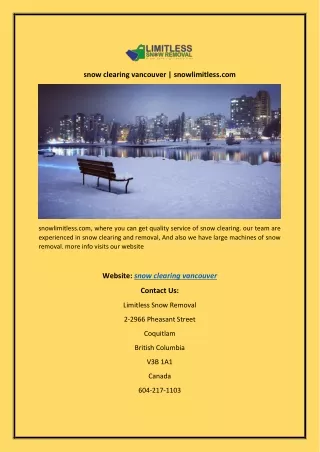 snow clearing vancouver snowlimitless com