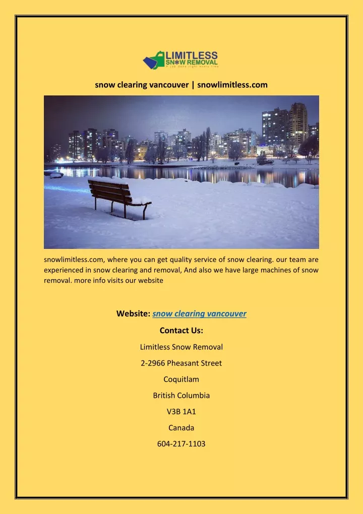 snow clearing vancouver snowlimitless com