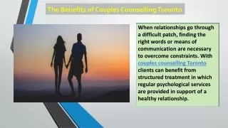 The Benefits of Couples Counselling Toronto