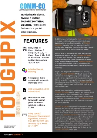 MET Certified Compact Digital and Thermal Camera: TOUGHPIX DIGITHERM TP3rEx(US)