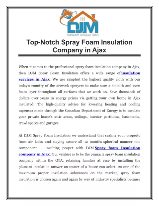 top notch spray foam insulation company in ajax